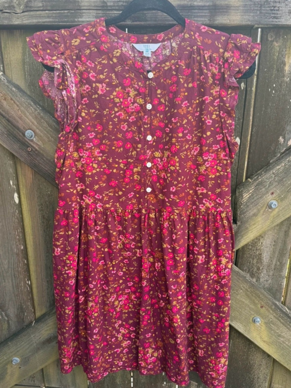Time and Tru Burgundy Floral Midi Dress